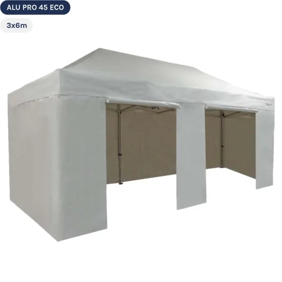 Tente pliante Alu Pro 45 ECO 3mx6m BLANC avec Pack Côtés