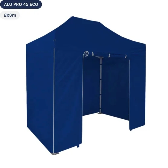Tente pliante Alu Pro 45 ECO 2mx3m BLEU avec Pack 4 Côtés