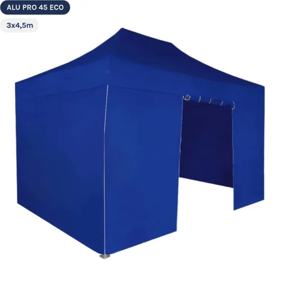 Tente pliante Alu Pro 45 ECO 3mx4,5m BLEU avec Pack 4 Côtés