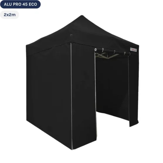 Tente pliante Alu Pro 45 ECO 2mx2m NOIR avec Pack 4 Côtés Tente pliante Alu Pro 45 ECO 2mx2m NOIR avec Pack 4 Côtés