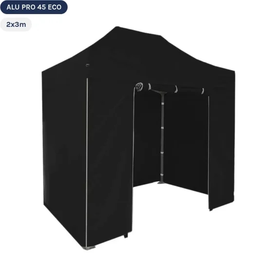 Tente pliante Alu Pro 45 ECO 2mx3m NOIR avec Pack 4 Côtés Tente pliante Alu Pro 45 ECO 2mx3m NOIR avec Pack 4 Côtés