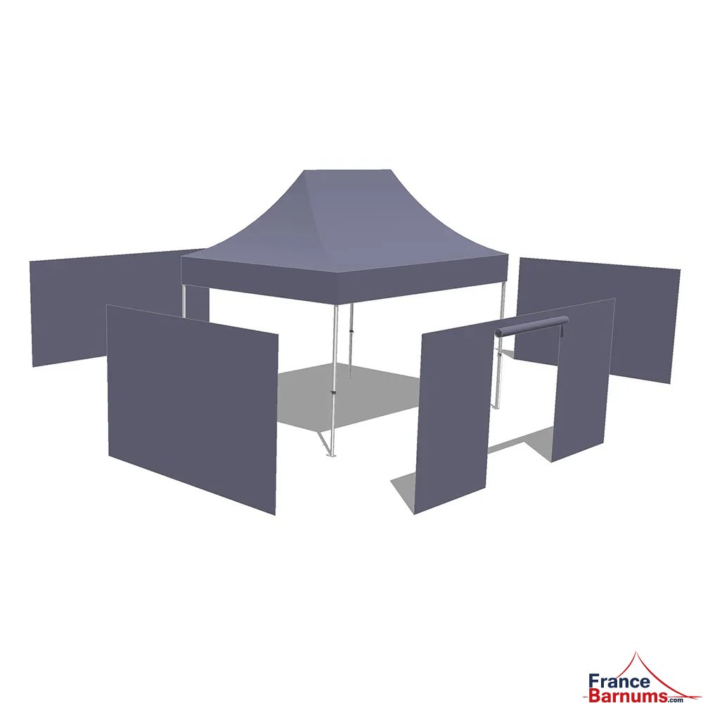 Tonnelle pliante Alu Pro 45 ECO 3mx4,5m NOIR avec Pack 4 Côtés