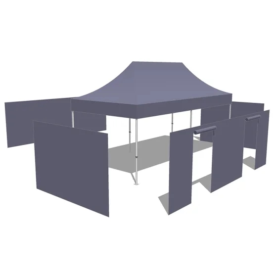 Tonnelle pliante Alu Pro 45 ECO 3mx6m NOIR avec Pack Côtés