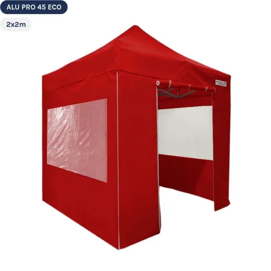 Tente pliante Alu Pro 45 ECO 2mx2m ROUGE avec Pack Fenêtres