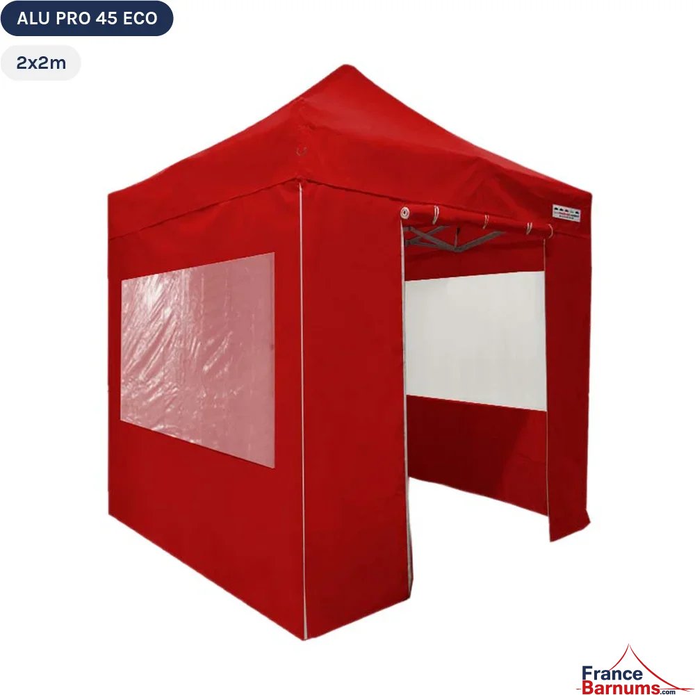Tente pliante Alu Pro 45 ECO 2mx2m ROUGE avec Pack Fenêtres