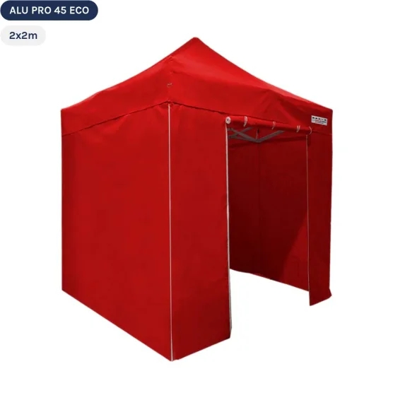 Tente pliante Alu Pro 45 ECO 2mx2m ROUGE avec Pack 4 Côtés