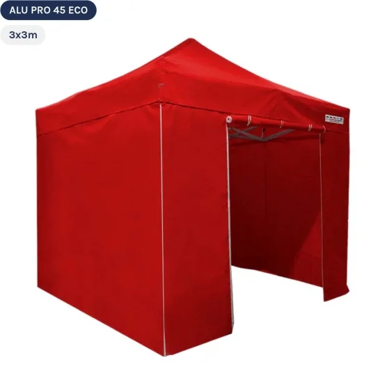 Tente pliante Alu Pro 45 ECO 3mx3m ROUGE avec Pack 4 Côtés