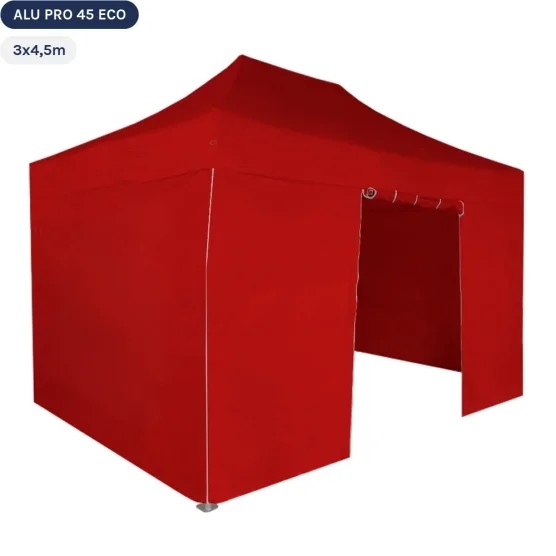 Tente pliante Alu Pro 45 ECO 3mx4,5m ROUGE avec Pack 4 Côtés