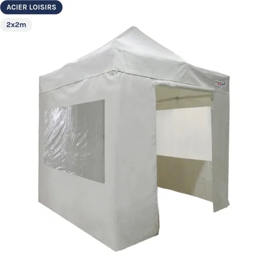 Tente pliante - Abri pliable Acier Loisirs 2mx2m BLANC avec Pack Fenêtres Tente pliante - Abri pliable Acier Loisirs 2mx2m BLANC avec Pack Fenêtres