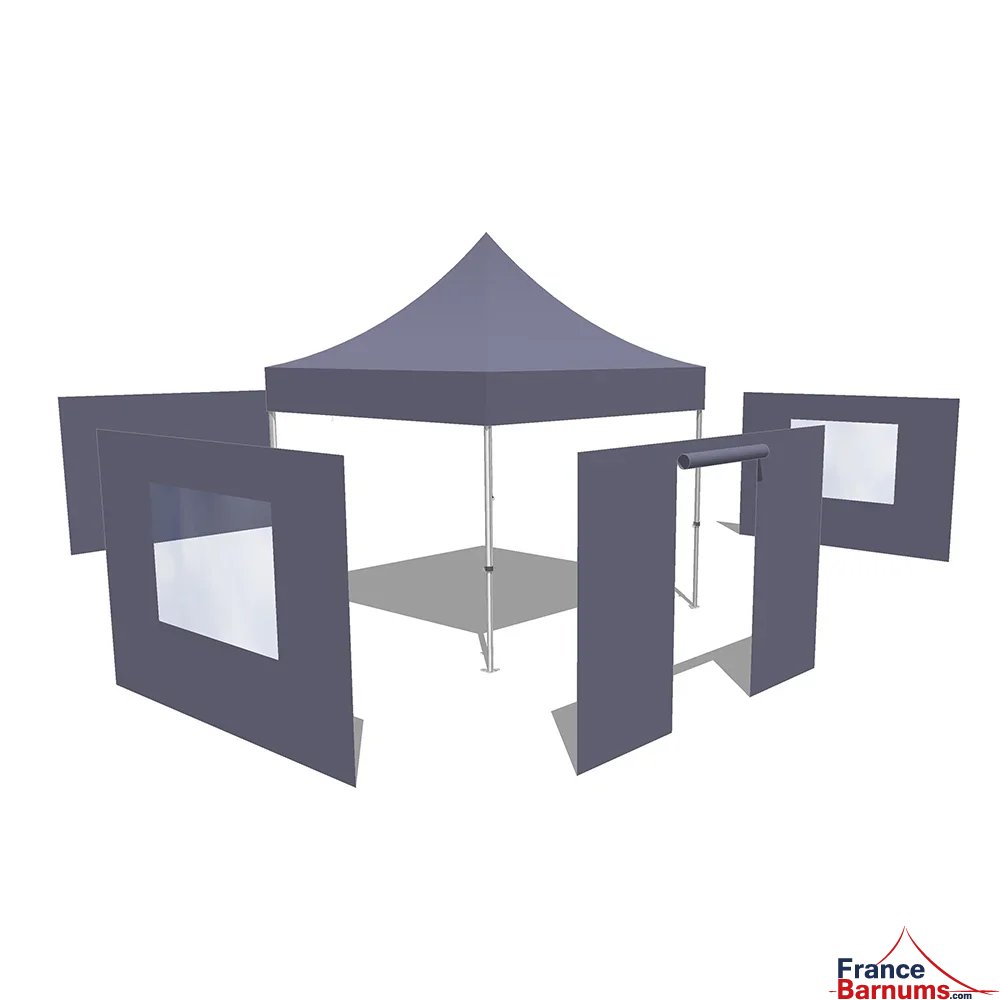 Tonnelle Pliante - Abri pliable Acier Loisirs 3mx3m BLANC avec Pack Fenêtres