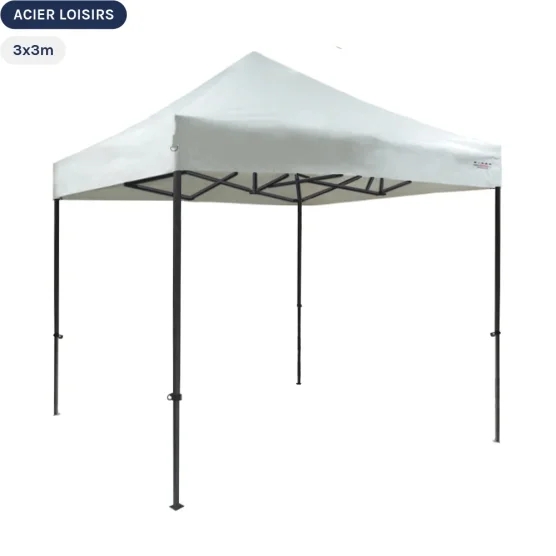 Tente Pliante - Abri pliable Acier Loisirs 3mx3m BLANC