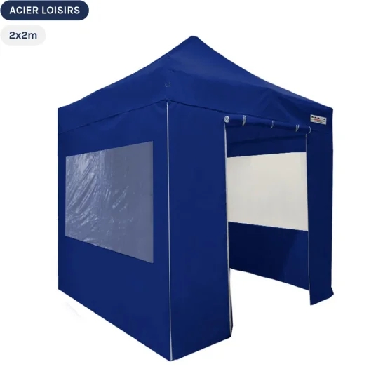 Tente pliante - Abri pliable Acier Loisirs 2mx2m BLEU avec Pack Fenêtres