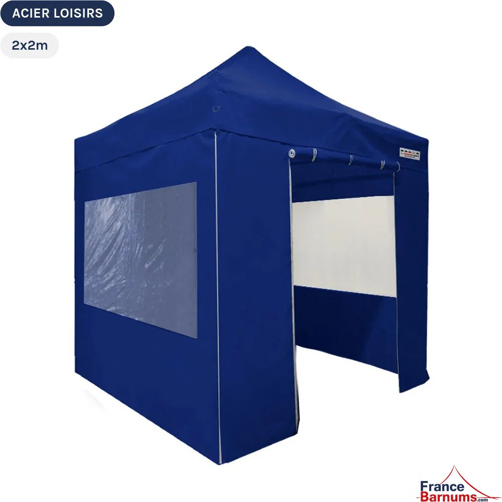 Tente pliante - Abri pliable Acier Loisirs 2mx2m BLEU avec Pack Fenêtres