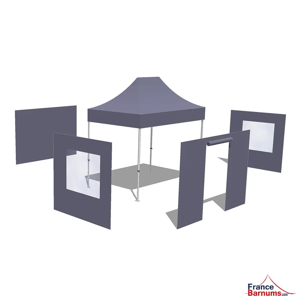 Tonnelle Pliante - Abri pliable Acier Loisirs 2mx3m BLEU avec Pack Fenêtres