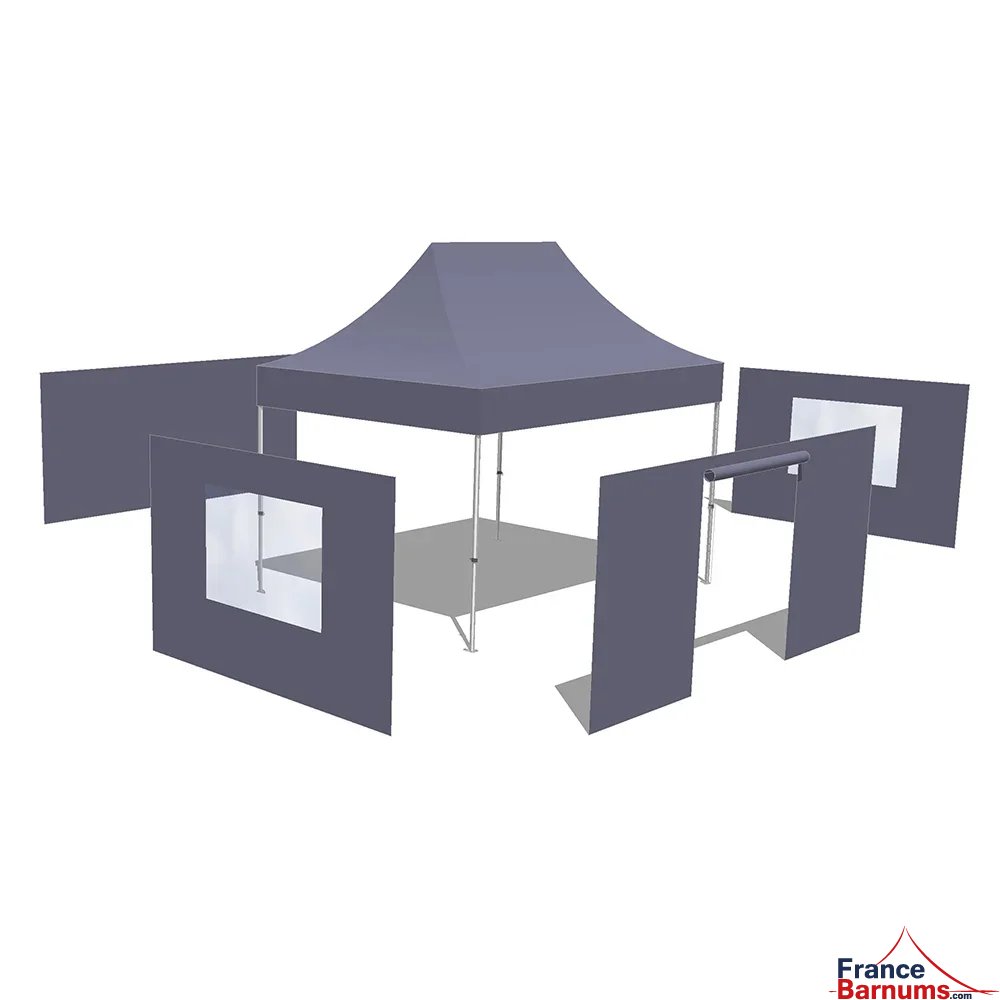 Tonnelle Pliante - Abri pliable Acier Loisirs 3mx4,5m BLEU avec Pack Fenêtres