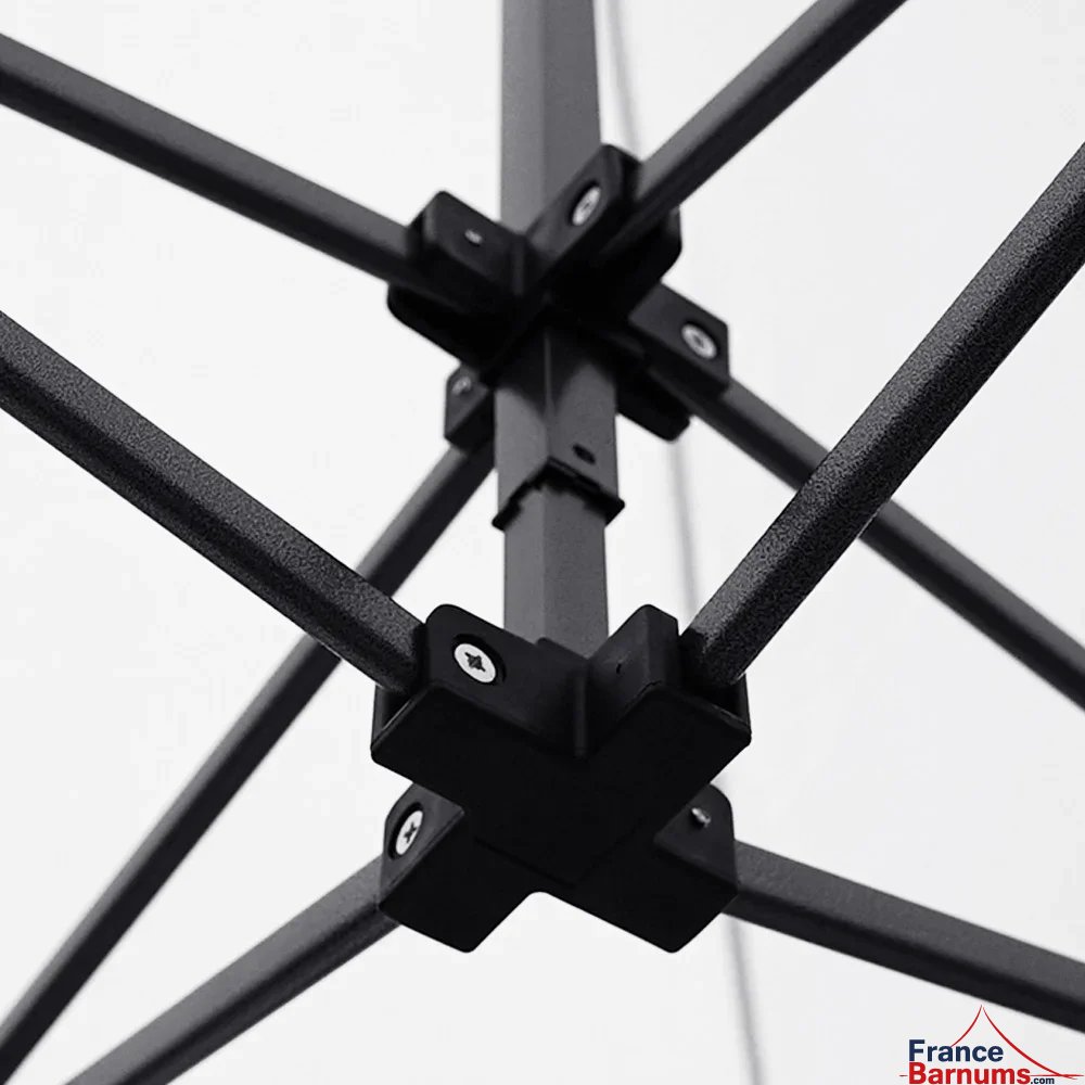 Les pièces de connexion de notre abri pliant Acier Loisirs à prix discount sont en plastique de haute densité