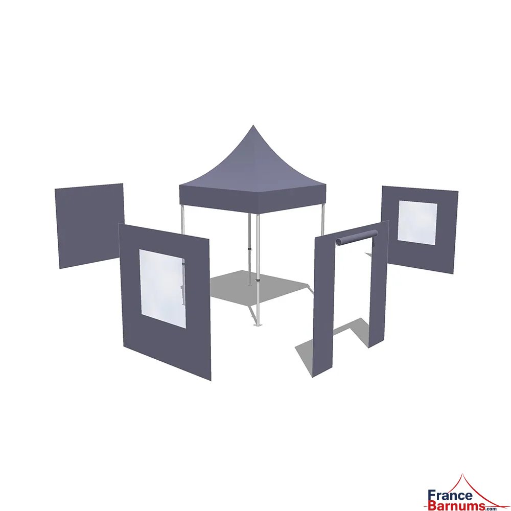 Tonnelle Pliante - Abri pliable Acier Loisirs 2mx2m NOIR avec Pack Fenêtres