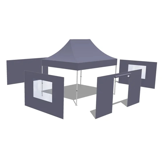 Tonnelle Pliante - Abri pliable Acier Loisirs 3mx4,5m NOIR avec Pack Fenêtres