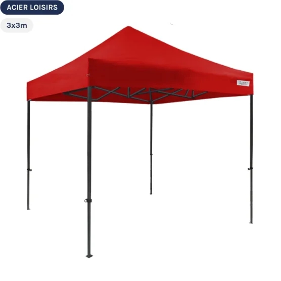 Tente Pliante - Abri pliable Acier Loisirs 3mx3m ROUGE Tente Pliante - Abri pliable Acier Loisirs 3mx3m ROUGE