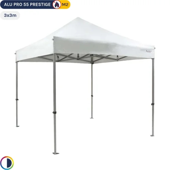 Tente Pliante Alu Pro 55 PRESTIGE M2 3mx3m BLANC - PVC 580g/m²