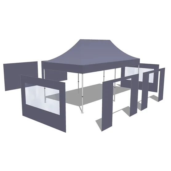 Tonnelle Pliante Alu Pro 55 PRESTIGE M2 3mx6m BLANC avec Pack Fenêtres PVC 580g/m²