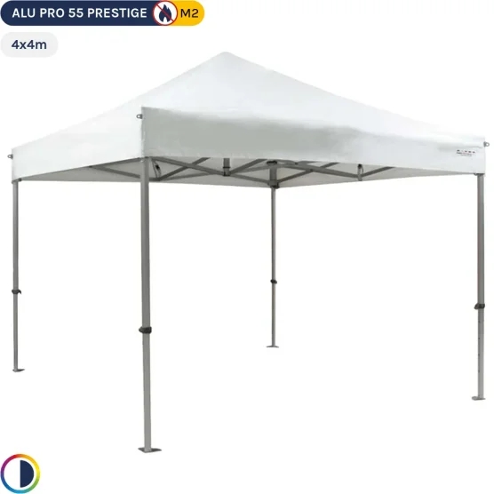 Tente Pliante Alu Pro 55 PRESTIGE M2 4mx4m BLANC PVC 580g/m²