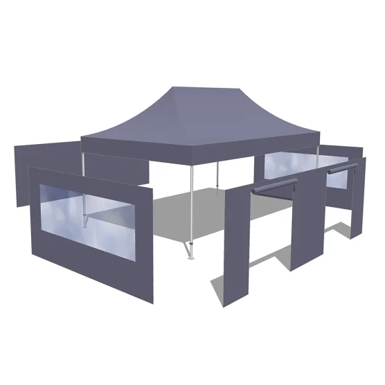 Tonnelle Pliante Alu Pro 55 PRESTIGE M2 4mx6m BLANC (4 pieds) avec Pack Fenêtres PVC 580g/m²