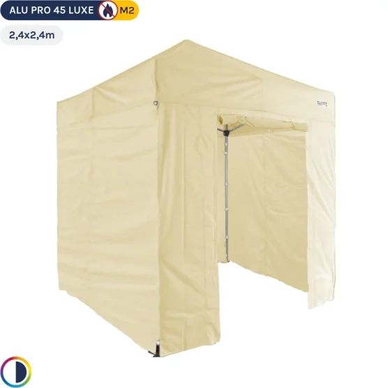 Tente pliante - Stand pliant Alu Pro 45 LUXE M2 2,4mx2,4m BEIGE + Pack Côtés 380gr/m²
