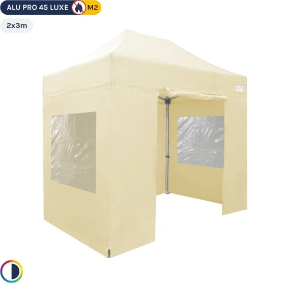 Tente pliante - Stand pliant Alu Pro 45 LUXE M2 2mx3m BEIGE + Pack Fenêtres 380gr/m² Tente pliante - Stand pliant Alu Pro 45 LUXE M2 2mx3m BEIGE + Pack Fenêtres 380gr/m²