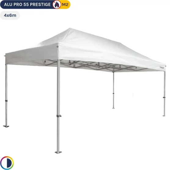 Tente Pliante Alu Pro 55 PRESTIGE M2 4mx6m BLANC (4 pieds) PVC 580g/m²
