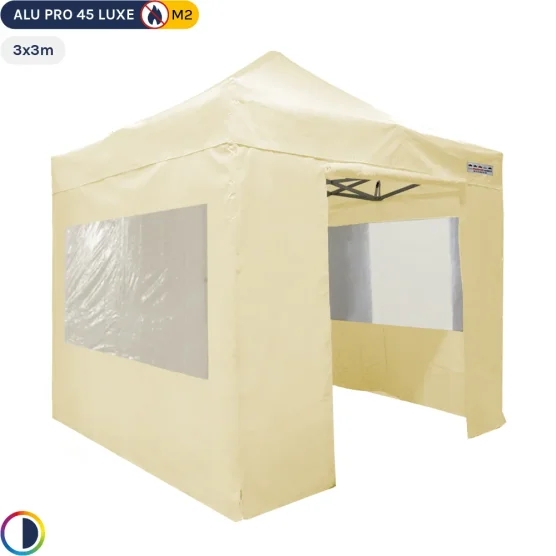 Tente pliante - Stand pliant Alu Pro 45 LUXE M2 3mx3m BEIGE + Pack Fenêtres 380gr/m² Tente pliante - Stand pliant Alu Pro 45 LUXE M2 3mx3m BEIGE + Pack Fenêtres 380gr/m²