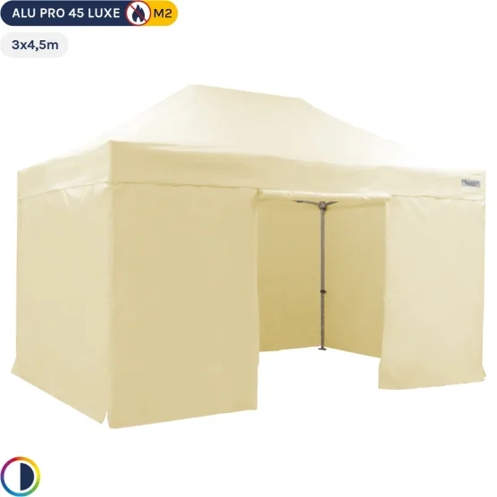 Tente pliante - Stand pliant Alu Pro 45 LUXE M2 3mx4,5m BEIGE + Pack Côtés 380gr/m²