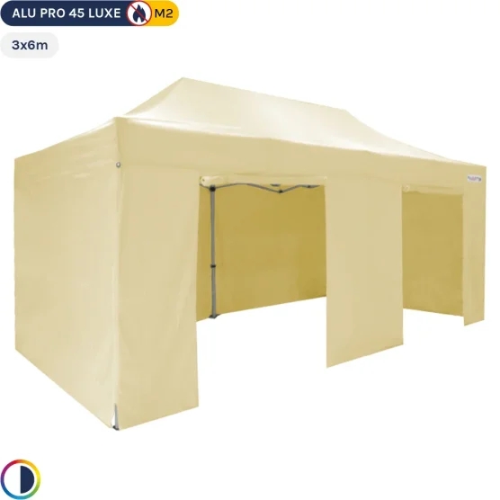 Tente pliante - Stand pliant Alu Pro 45 LUXE M2 3mx6m BEIGE + Pack Côtés 380gr/m²