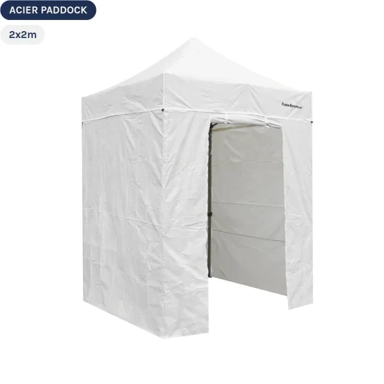 Tente Pliante Acier Paddock 2mx2m BLANC avec porte - Pack 4 cloisons Tente Pliante Acier Paddock 2mx2m BLANC avec porte - Pack 4 cloisons