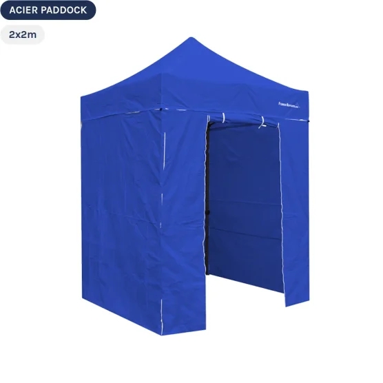 Tente Pliante Acier Paddock 2mx2m BLEU avec porte - Pack 4 cloisons Tente Pliante Acier Paddock 2mx2m BLEU avec porte - Pack 4 cloisons