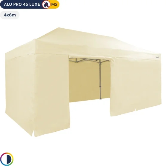 Tente pliante - Stand pliant Alu Pro 45 LUXE M2 4mx6m BEIGE + Pack Côtés 380gr/m²