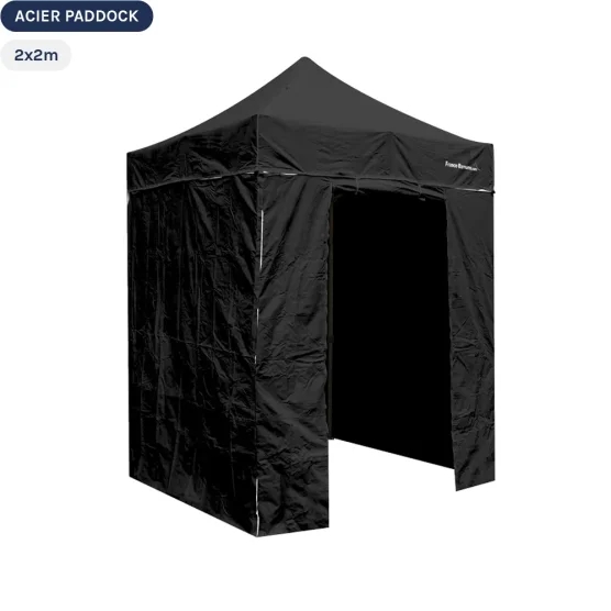Tente Pliante Acier Paddock 2mx2m NOIR avec porte - Pack 4 cloisons