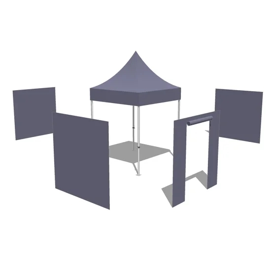 Tonnelle Pliante Acier Paddock 2mx2m NOIR avec porte - Pack 4 cloisons