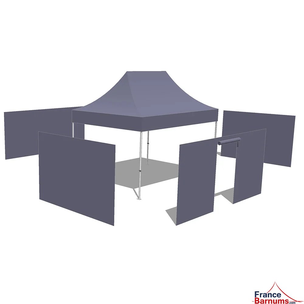 Tonnelle Pliante Acier Paddock 3mx4,5m NOIR avec porte - Pack 4 cloisons Tonnelle Pliante Acier Paddock 3mx4,5m NOIR avec porte - Pack 4 cloisons