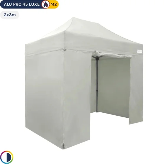 Tente pliante - Stand pliant Alu Pro 45 LUXE M2 2mx3m BLANC + Pack Côtés 380gr/m² Tente pliante - Stand pliant Alu Pro 45 LUXE M2 2mx3m BLANC + Pack Côtés 380gr/m²