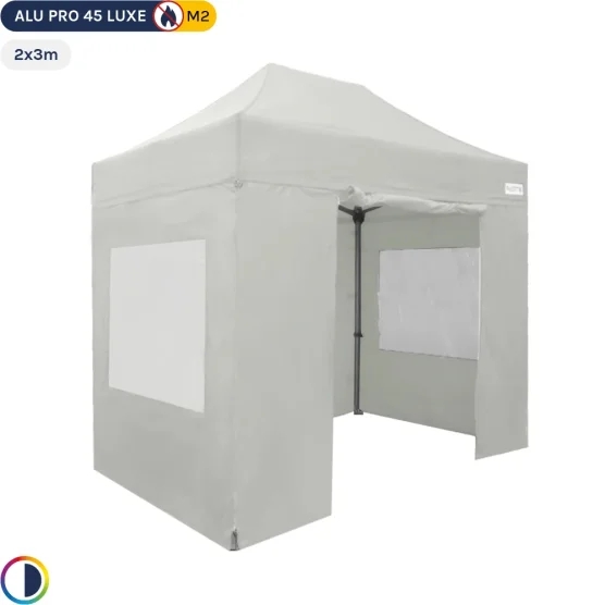 Tente pliante - Stand pliant Alu Pro 45 LUXE M2 2mx3m BLANC + Pack Fenêtres 380gr/m²
