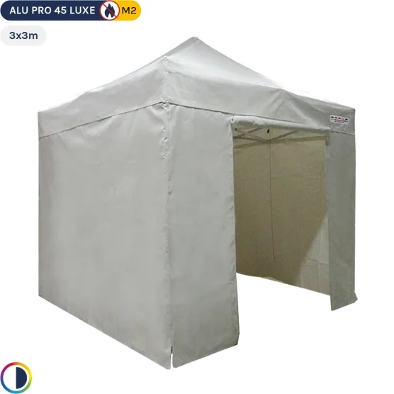 Tente pliante - Stand pliant Alu Pro 45 LUXE M2 3mx3m BLANC + Pack Côtés 380gr/m²