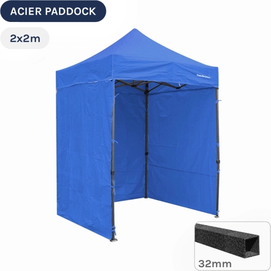 Barnum Pliant - Tente Acier Paddock 2mx2m BLEU MARBRÉ avec 3 cloisons