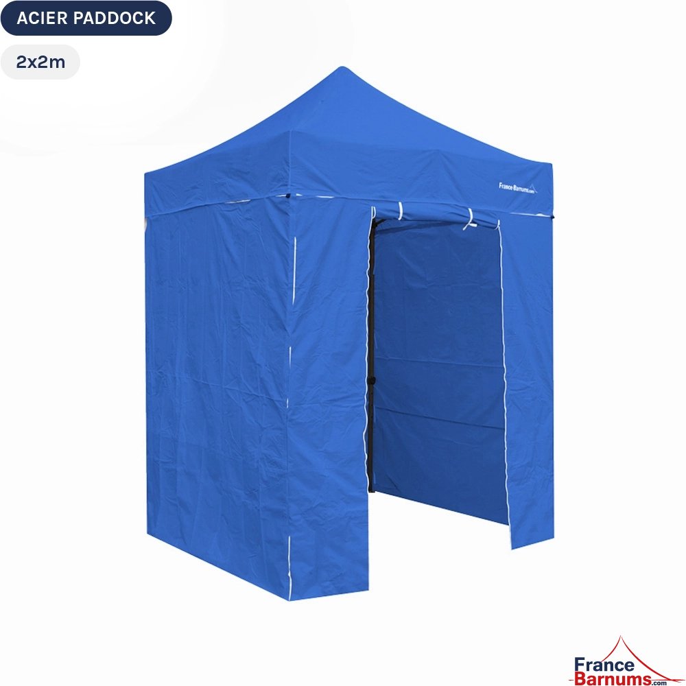 Tente Pliante Acier Paddock 2mx2m BLEU MARBRÉ avec porte - Pack 4 cloisons