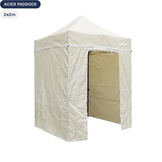 Tente Pliante Acier Paddock 2mx2m BEIGE avec porte - Pack 4 cloisons Tente Pliante Acier Paddock 2mx2m BEIGE avec porte - Pack 4 cloisons