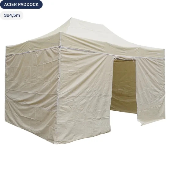 Tente Pliante Acier Paddock 3mx4,5m BEIGE avec porte - Pack 4 cloisons Tente Pliante Acier Paddock 3mx4,5m BEIGE avec porte - Pack 4 cloisons