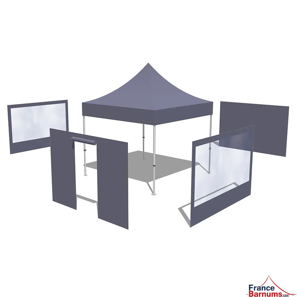 Tonnelle Pliante Acier Semi Pro 3mx3m BLEU avec Pack Fenêtres