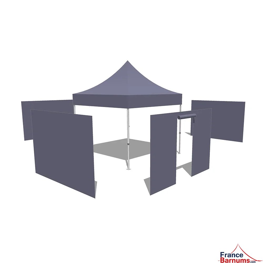 Tonnelle Pliante Acier Semi Pro 3mx3m BLEU AZUR avec Pack 4 Côtés