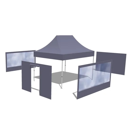 Tonnelle Pliante Acier Semi Pro 3mx4,5m NOIR avec Pack Fenêtres