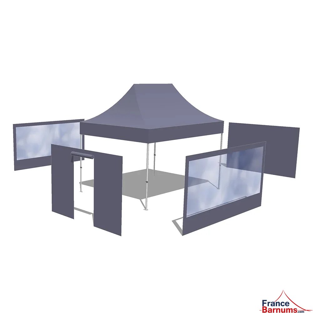 Tonnelle Pliante Acier Semi Pro 3mx4,5m VERT EMERAUDE avec Pack Fenêtres